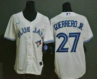 Womens Toronto Blue Jays #27 Vladimir Guerrero Jr. white stitched MLB cool base Nike jersey->mlb womens jerseys->MLB Jersey